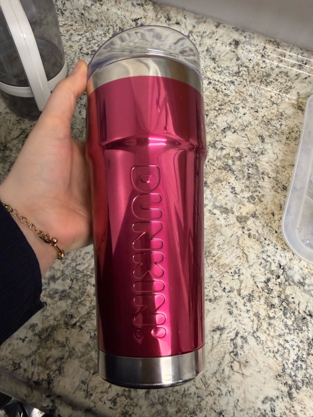 Dunkin Metallic Pink Insulated Tumbler